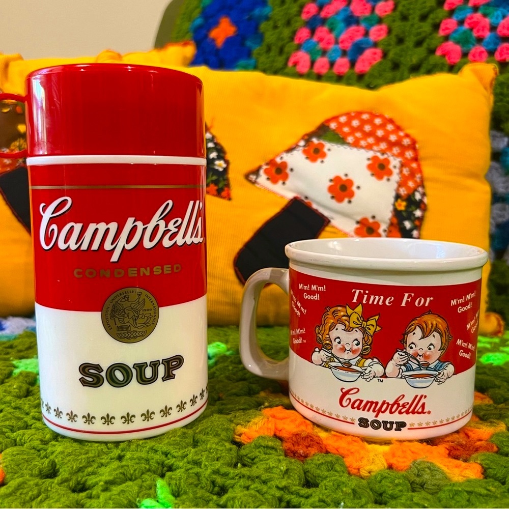 Vintage 1998 Cambells thermos and mug set